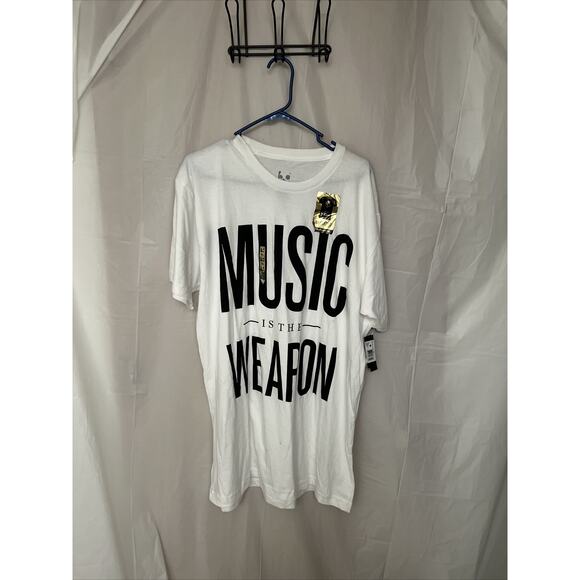 Men's Skullcandy White Short Sleeve Crew "Music is the Weapon" T-Shirt XL NWT - Picture 1 of 8
